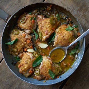 Chicken Escabeche with Jalapeños, Golden Raisins, and Mint Recipe | SideChef