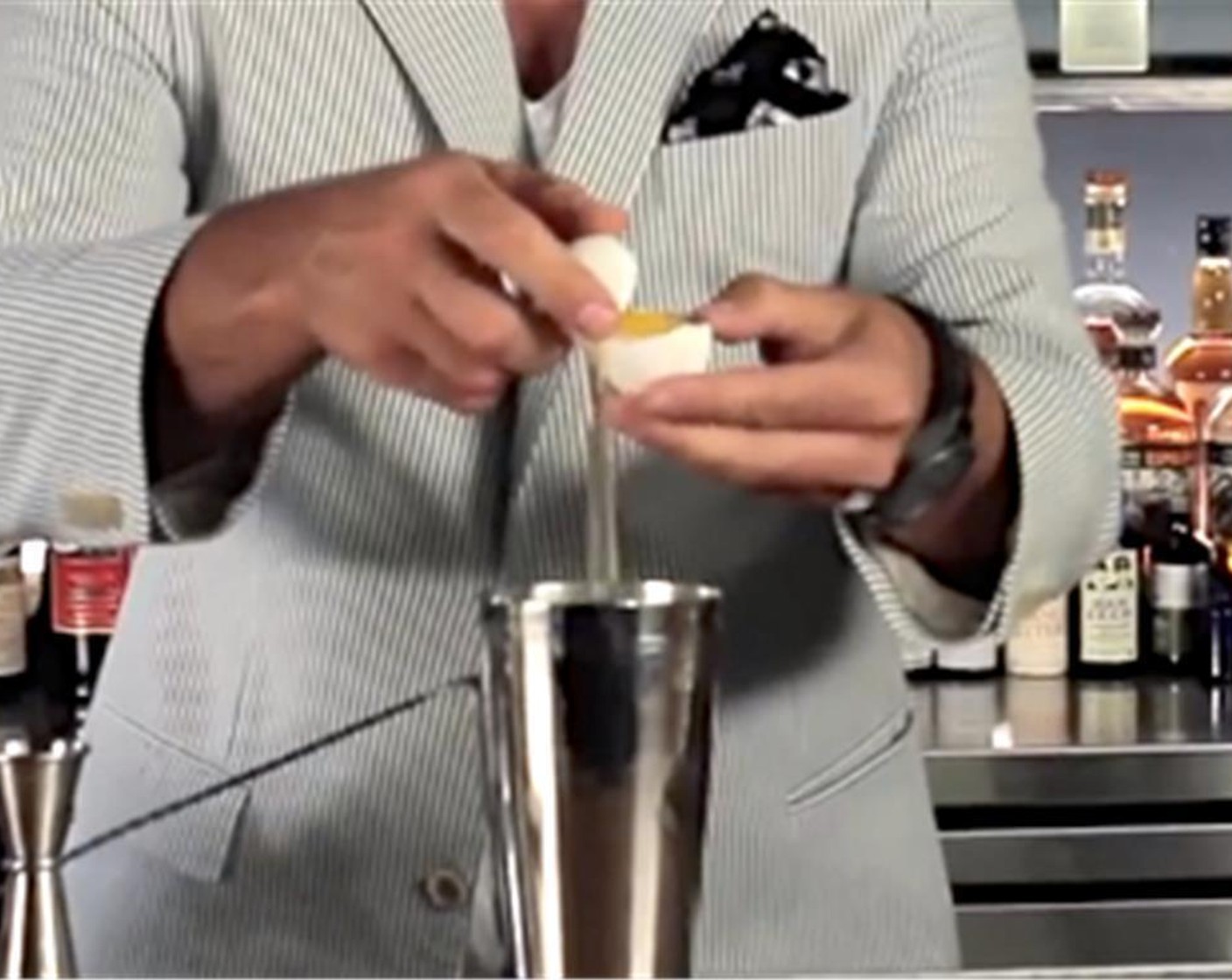 step 1 Combine: VEEV® Spirit (2 fl oz), juice from Lemon (1), Maple Syrup (0.5 oz), juice from Lime (1), Orange Marmalade (2 tsp), Eggland's Best Classic Egg (1), Rose Water (2 dashes) and shake for about 10 seconds.