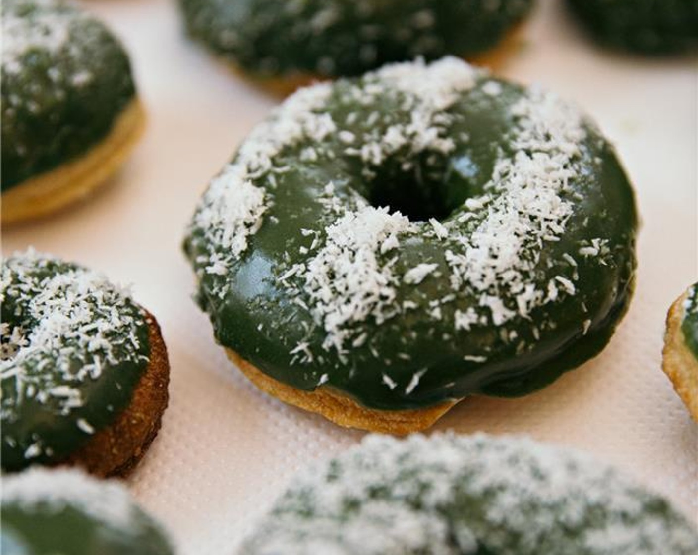 Matcha Mochi Coconut Doughnuts