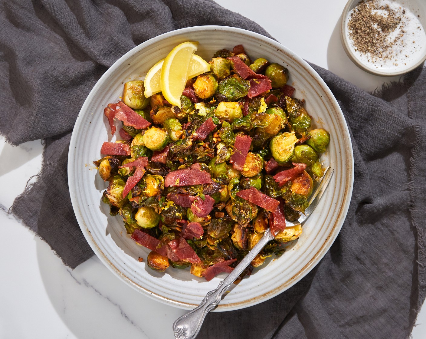 Brown Butter Brussels Sprouts with Bacon Bits