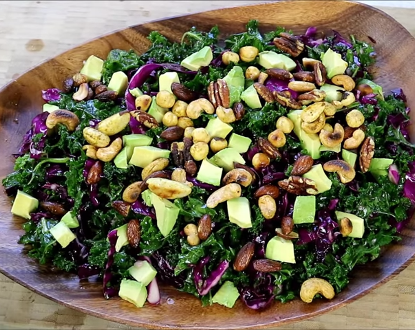 Kale Salad with Avocado and Toasted Nuts