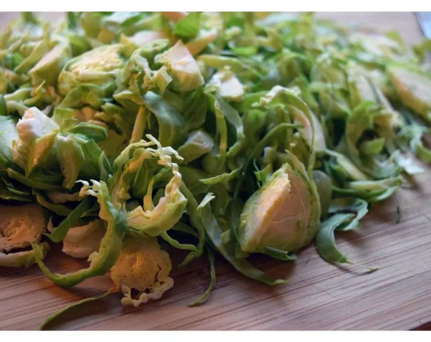 step 2 Thinly slice the Brussels Sprouts (3 cups).