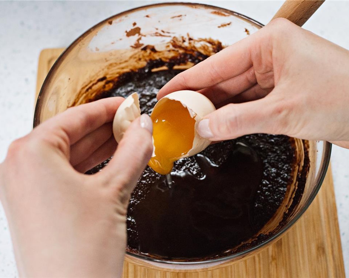 step 7 Add Farmhouse Eggs® Large Brown Eggs (2), one at a time. Stir well to combine.