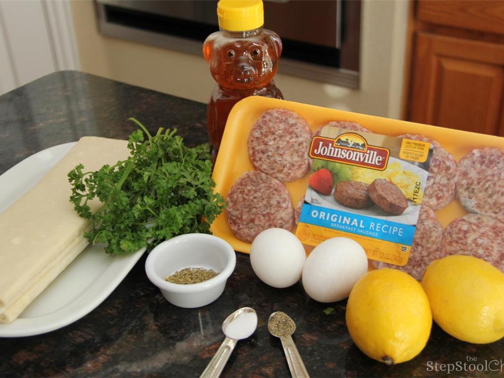 Step 1 of Sausage Bites With Maple Lemon Sauce Recipe: To start, preheat oven to 425 degrees F (220 degrees C). Unwrap Puff Pastry (2) with parchment paper and set aside.