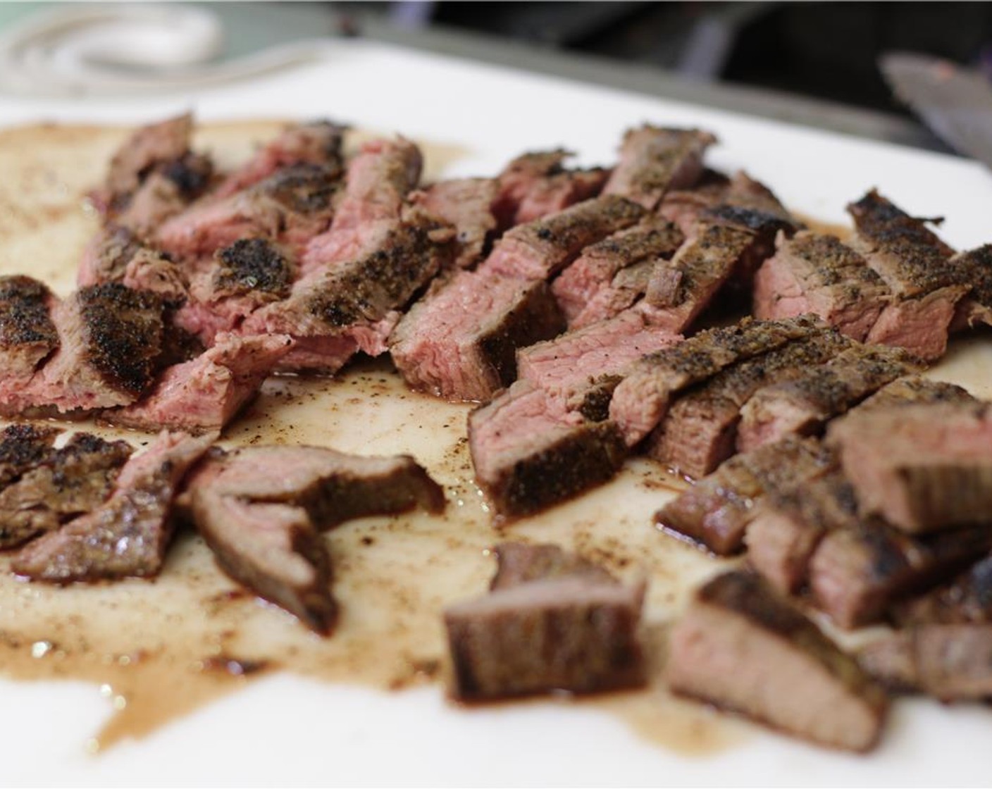 step 9 Slice the steak against the grain in thin strips.