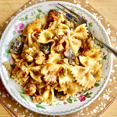 Eggplant, Tomato, Chicken Sausage Pasta Recipe | SideChef