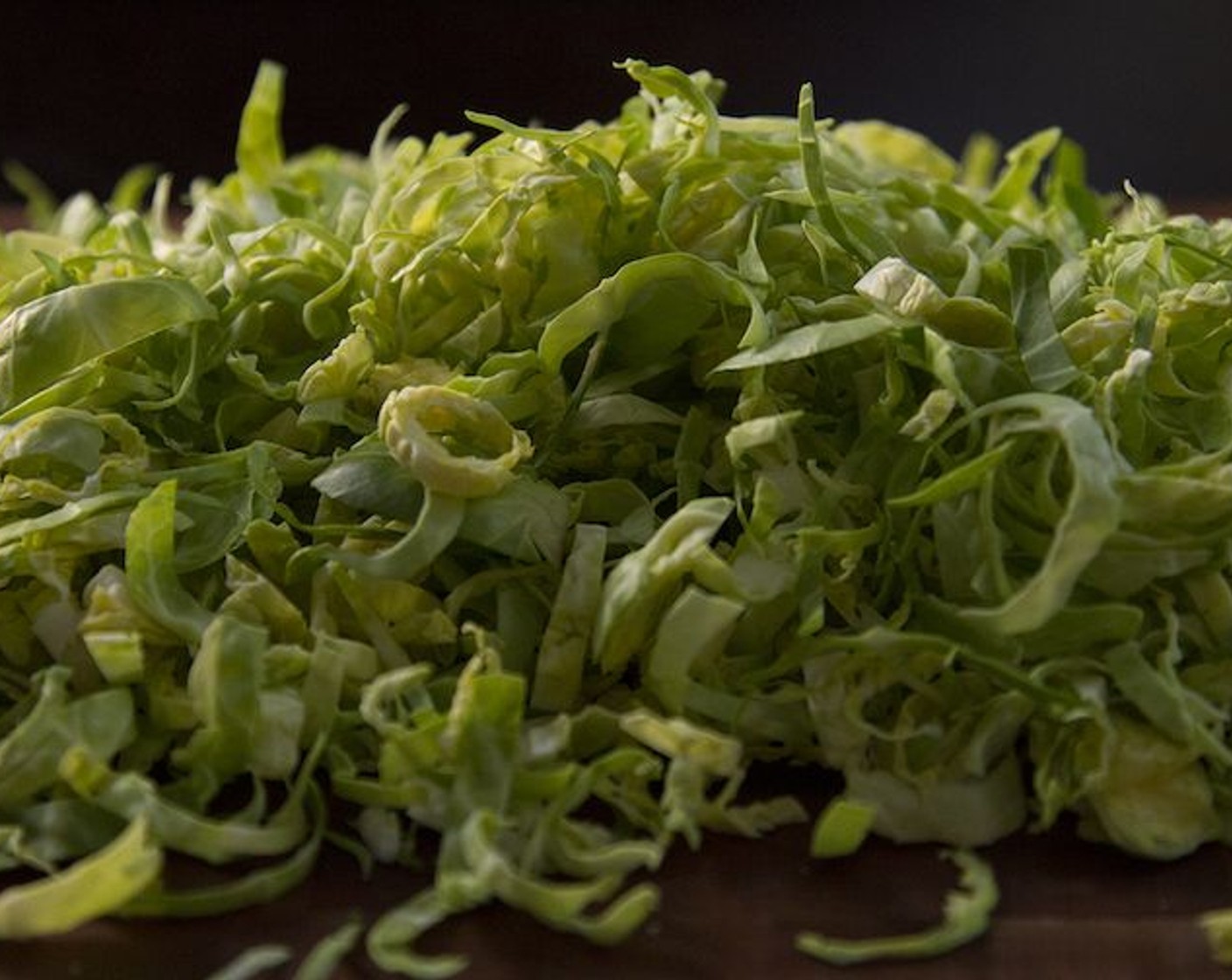 step 2 Cut stems from Brussels Sprouts (5 cups). Thinly slice brussels sprouts starting at the rounded end, working your way toward the core or stem. Once you start getting to the hard stem, stop slicing. You just want to use the leafiest part of the sprout. Sift through sliced sprouts with your fingers, breaking them up into little ribbons and removing any bits of core.