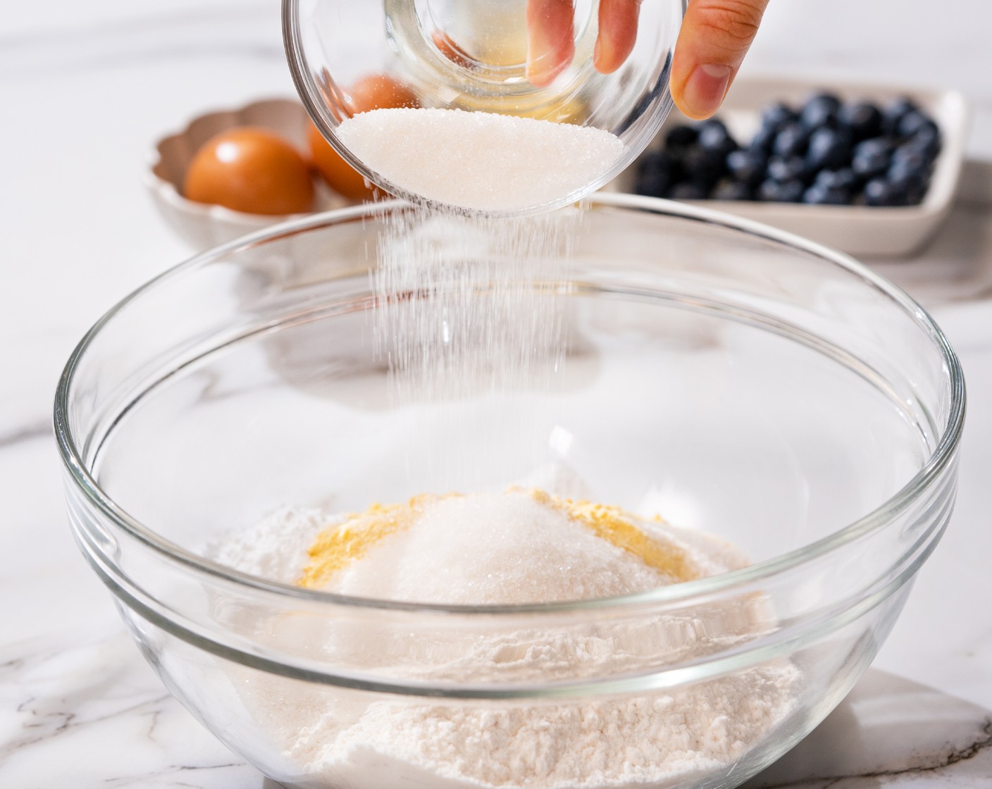 step 2 In a large mixing bowl, add All-Purpose Flour (1 cup), Cornmeal (1 cup), Baking Powder (1/2 Tbsp), Baking Soda (1 tsp), and Salt (1/2 tsp), then whisk to combine.
