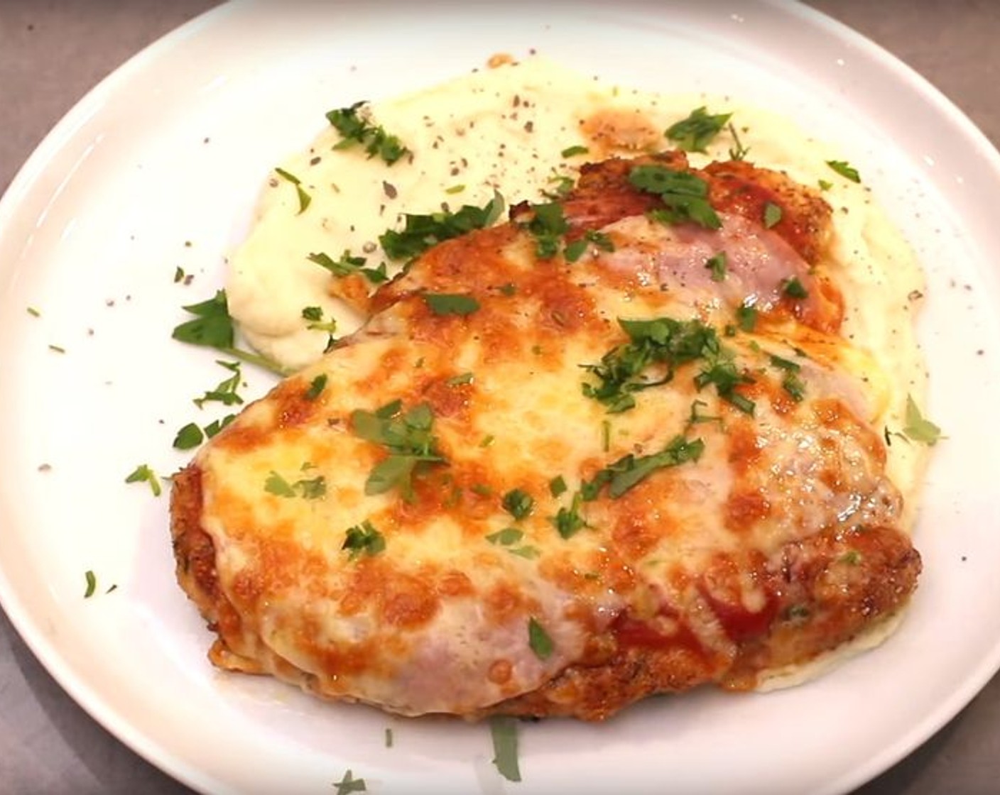 Chicken Parmigiana with Cauliflower Mash