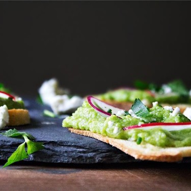 English Pea, Spring Radish & Humboldt Fog Crostini Recipe | SideChef