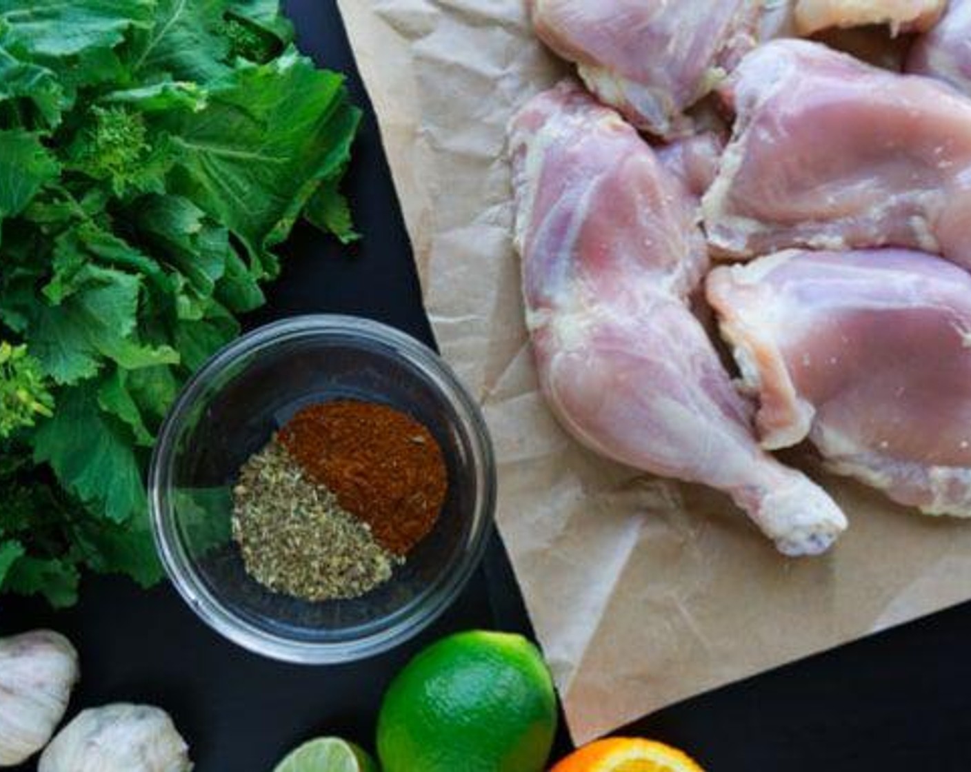 step 1 Remove and discard the skin from the Bone-In, Skin-On Chicken Leg Quarters (4). Arrange the chicken in an even layer in the slow cooker.