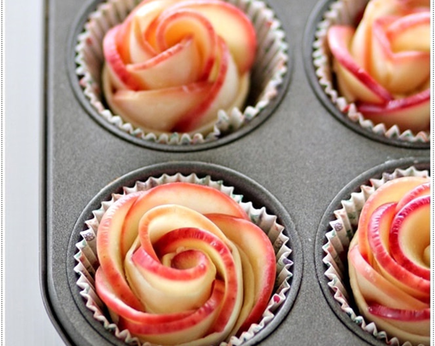 step 8 Then start rolling up from one side to form a flower and place it into cupcake tin.
