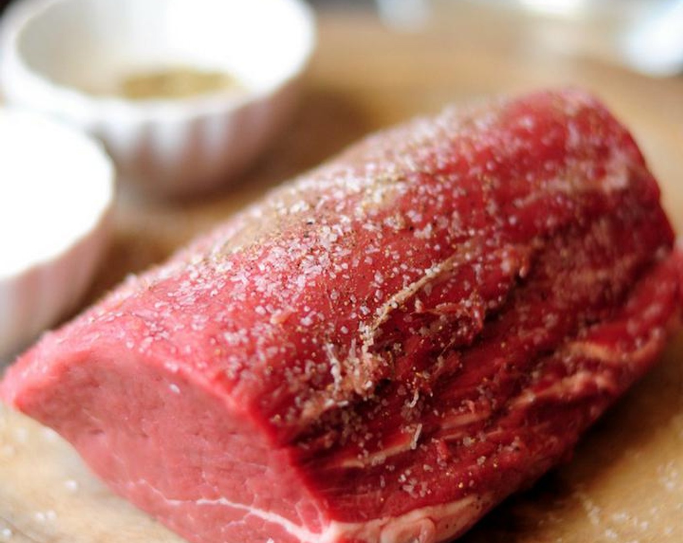 step 2 Season Center-Cut Beef Tenderloin (1) with Salt (to taste) and Ground Black Pepper (to taste). Press evenly onto all surfaces of beef roast.