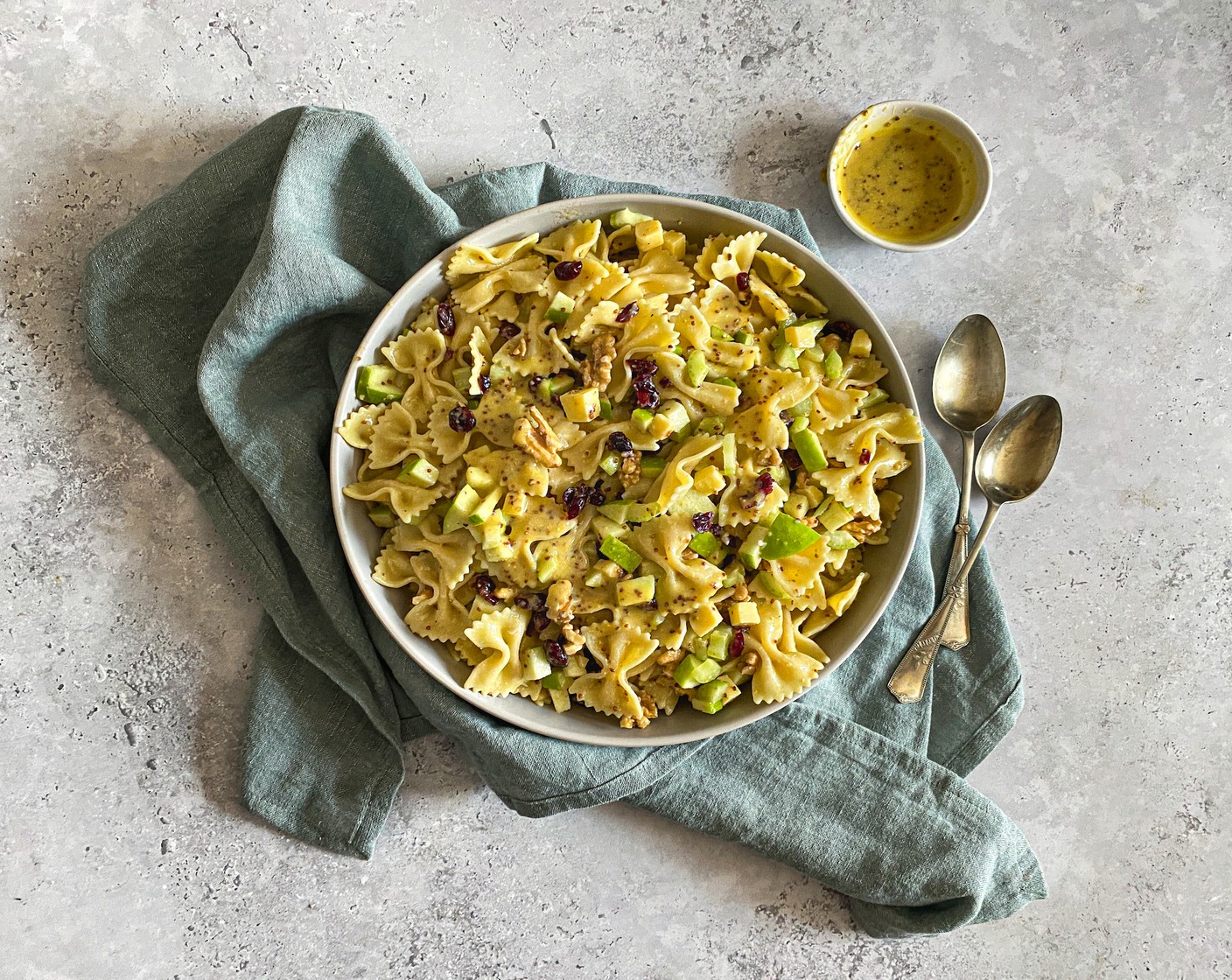 Potluck Pasta Salad with Apple, Walnuts, Celery, Dried Cranberries & Cheddar