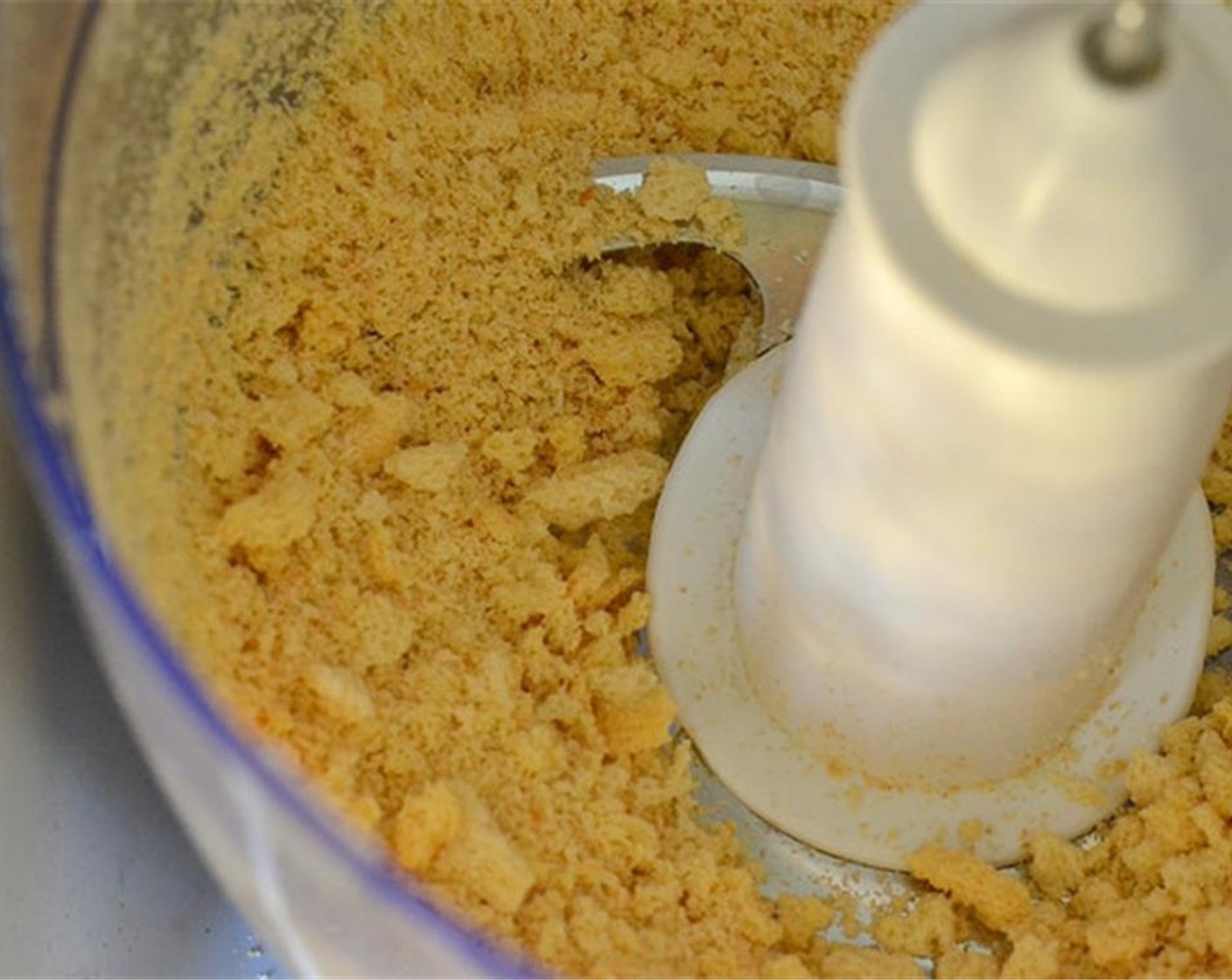 step 2 Pulse Melba Toast (1 pckg) in food processor until it turns into crumbs but make sure they're not too fine.