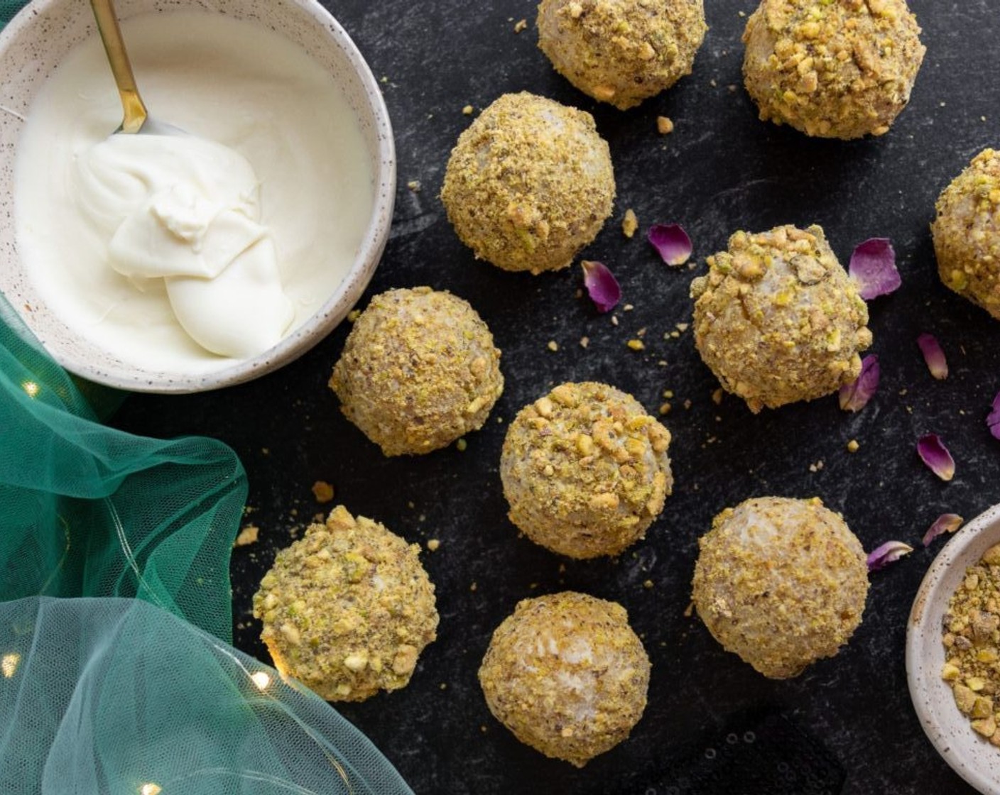 step 11 Then roll in 1 cup of Pistachios (1 1/2 cups) and roll around until well coated. Repeat until done. Enjoy!