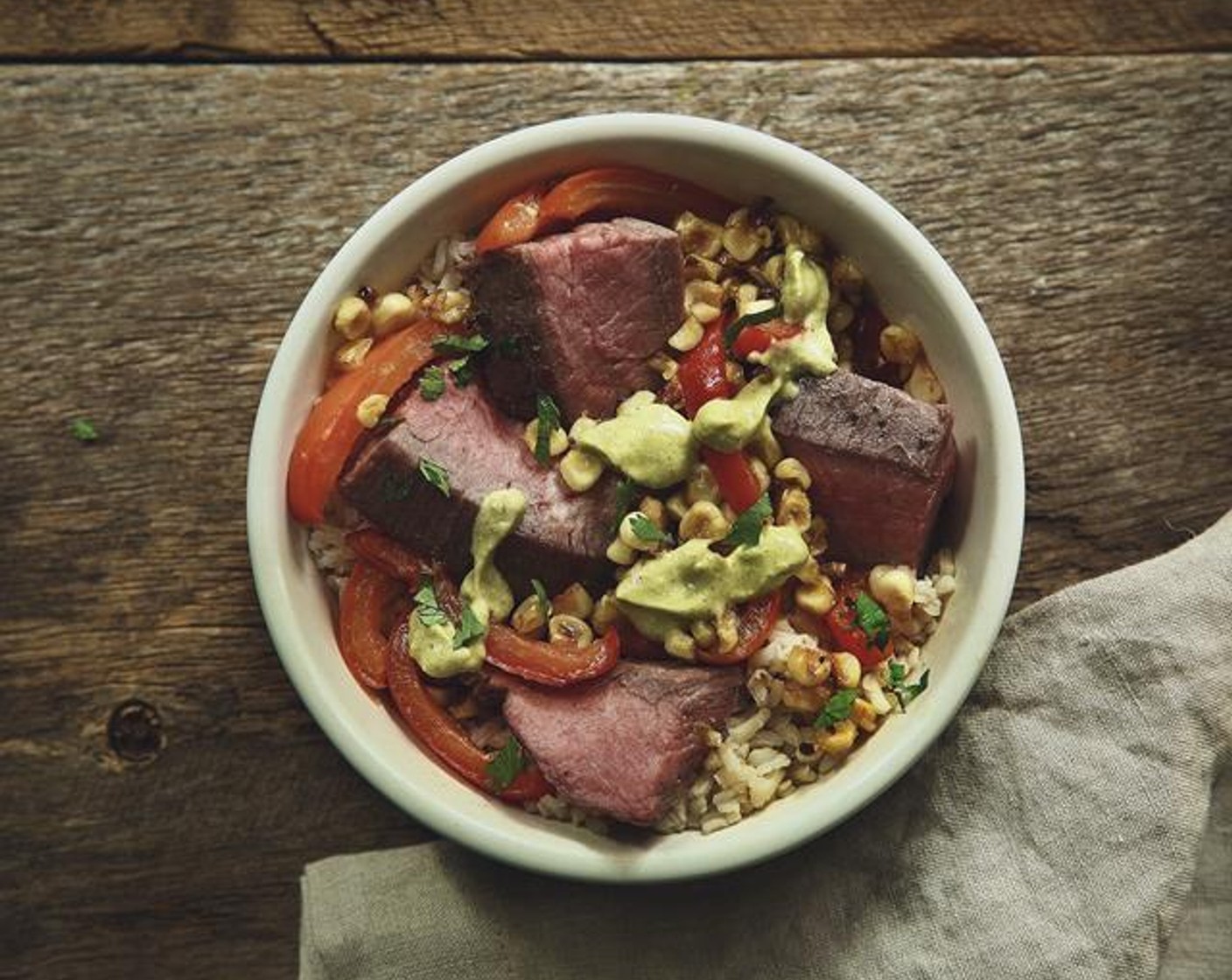 Flank Steak and Pepper Rice Bowl