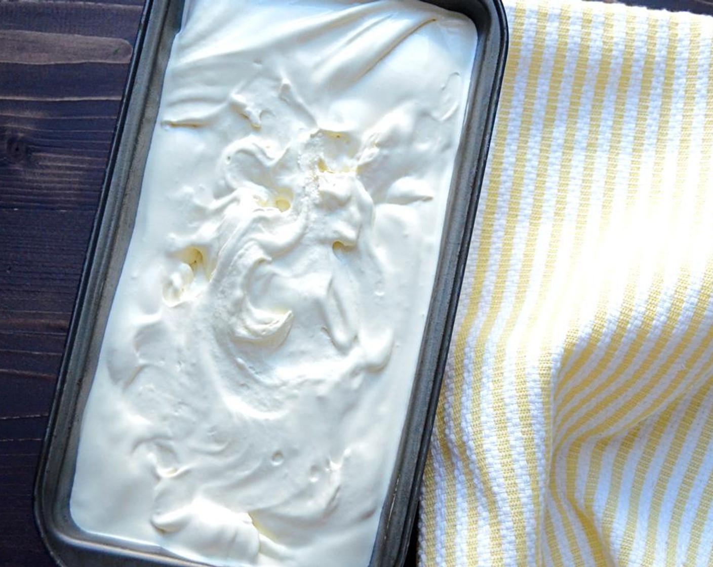 step 11 Transfer the ice cream to a loaf pan or other storage container, cover with plastic wrap and freeze for about 20-30 minutes so that it firms up, but isn't hard.