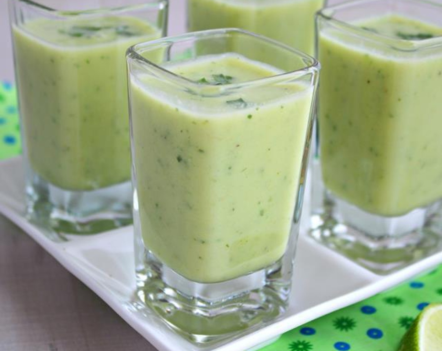 Chilled Avocado and Cucumber Soup Shooter