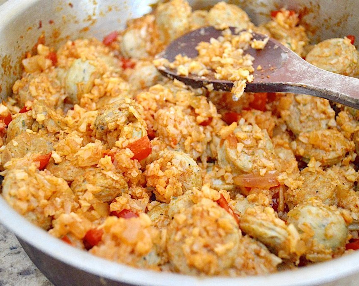 step 4 Stir in the Frozen Cauliflower Rice (1.3 lb) and let it warm through, cooking for 6-8 minutes while you keep stirring.