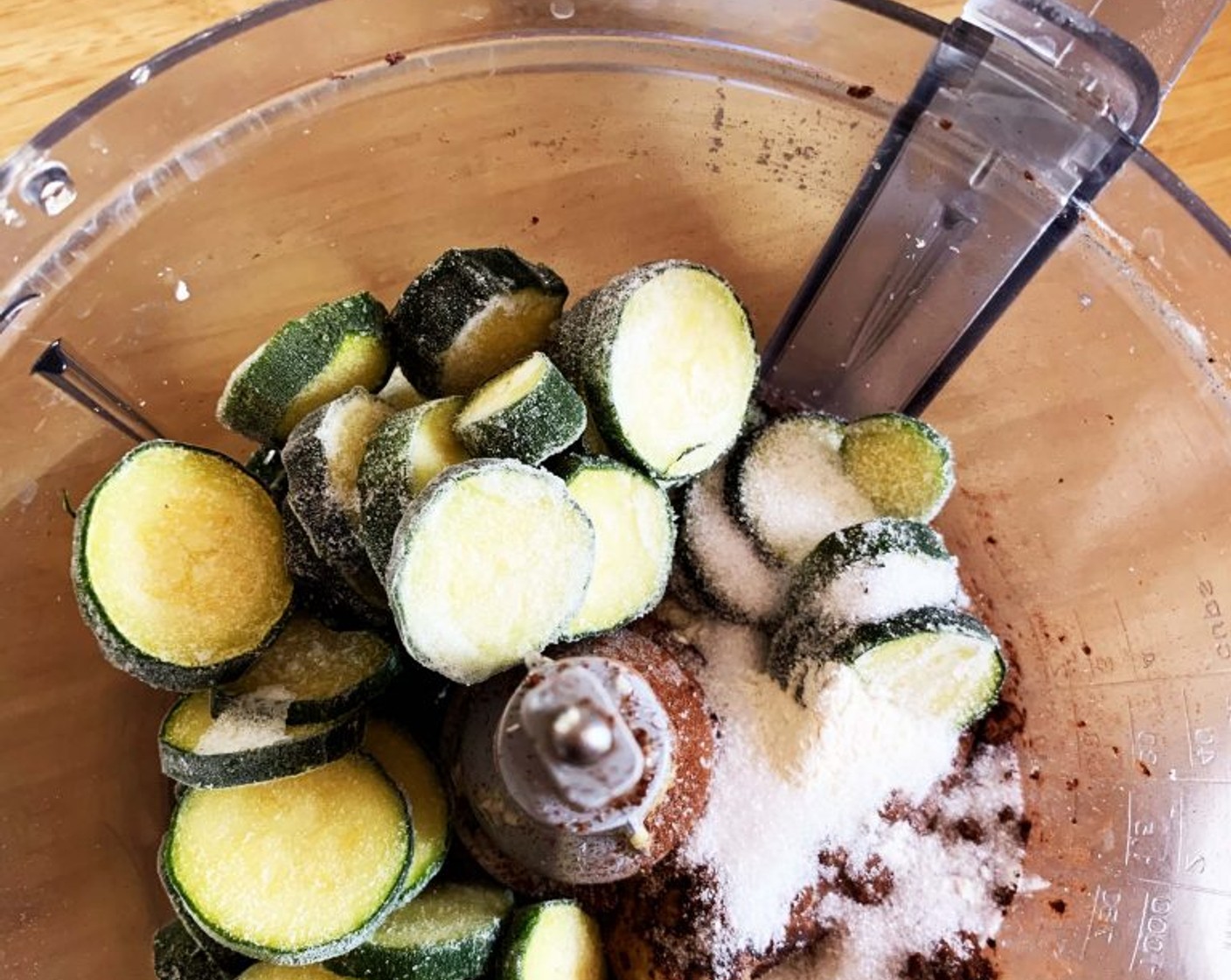 step 1 Place the Natural Peanut Butter (4 Tbsp), Zucchini (1 1/2 cups), Unsweetened Cocoa Powder (2 2/3 Tbsp), Granulated Erythritol (1 Tbsp), and Xanthan Gum (1/2 tsp) in a blender and start processing until you get a creamy and smooth texture. Do not add any milk or water, scrape down the sides of your blender during the process and let it blend until done.