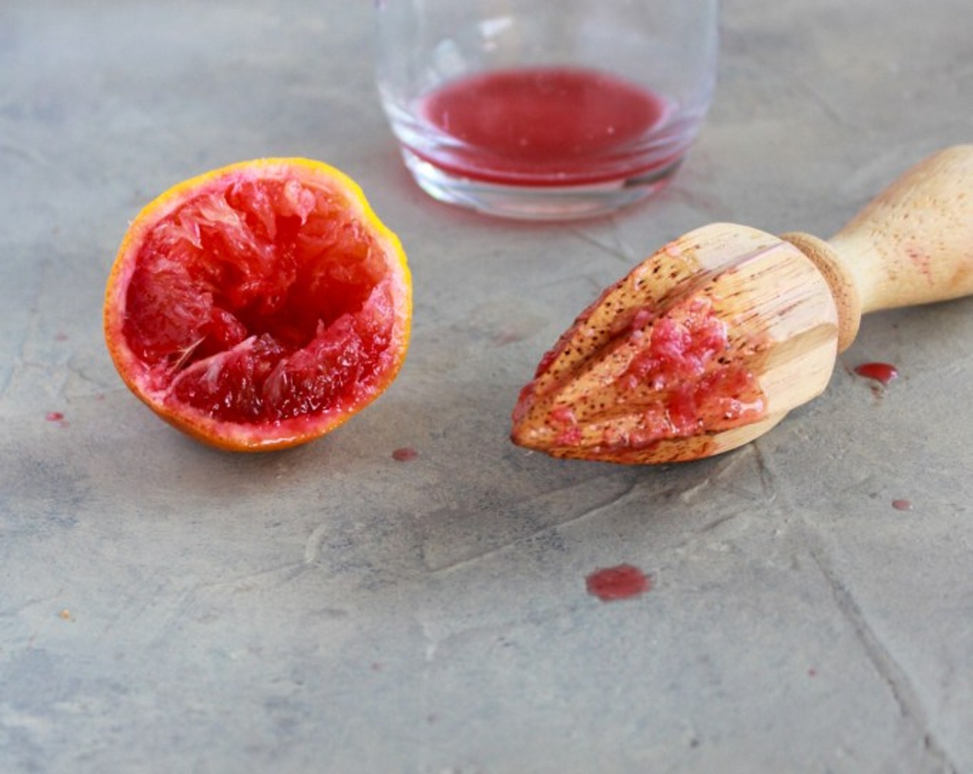 step 1 Juice your Blood Orange (1) and place that juice directly into your glass. A short glass works best for this drink.