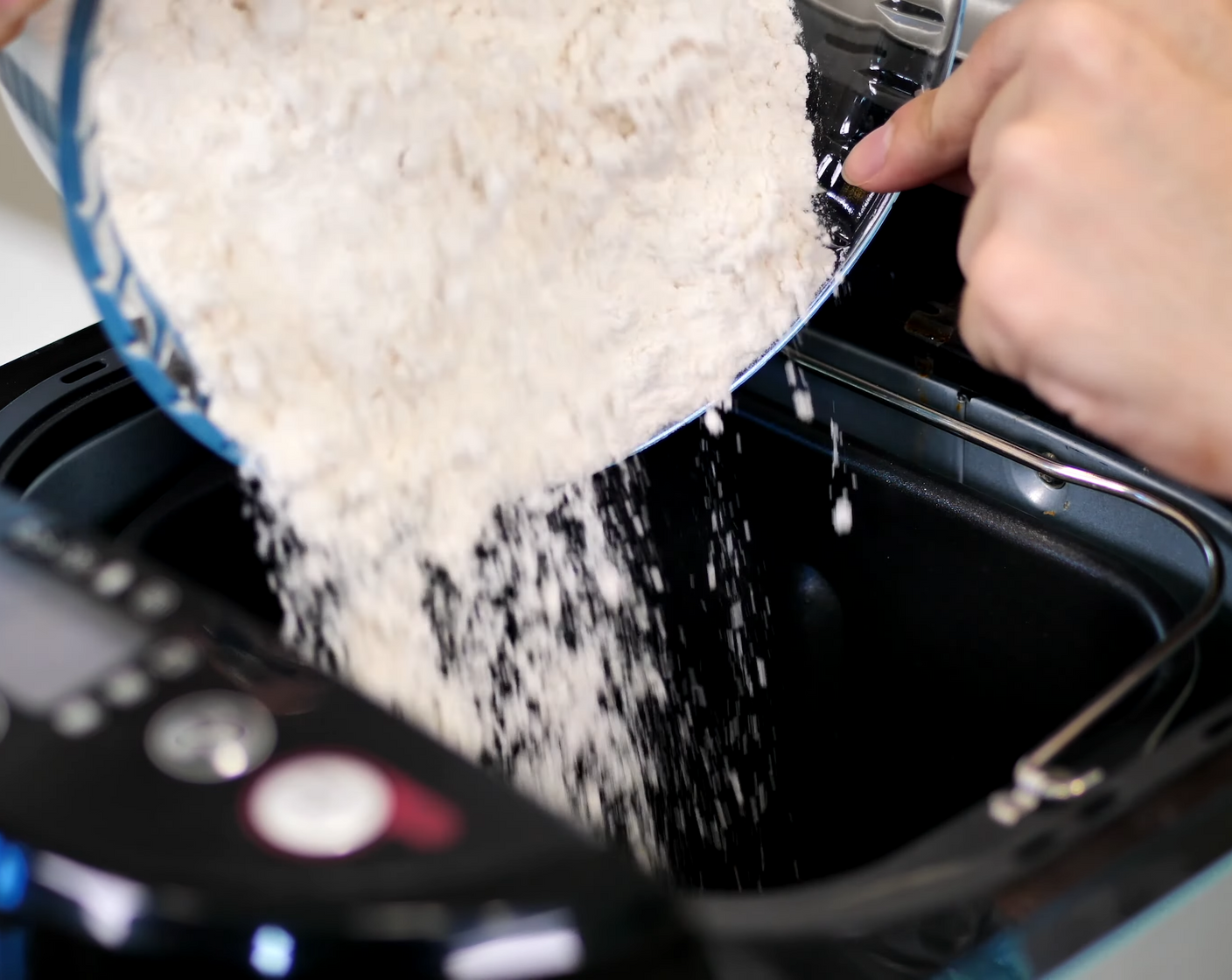 step 1 In your bread maker, add All-Purpose Flour (3 2/3 cups), Water (3/4 cup), Water (1/2 cup), and Salt (1/2 tsp). Using some hot water will help the dough be more elastic.