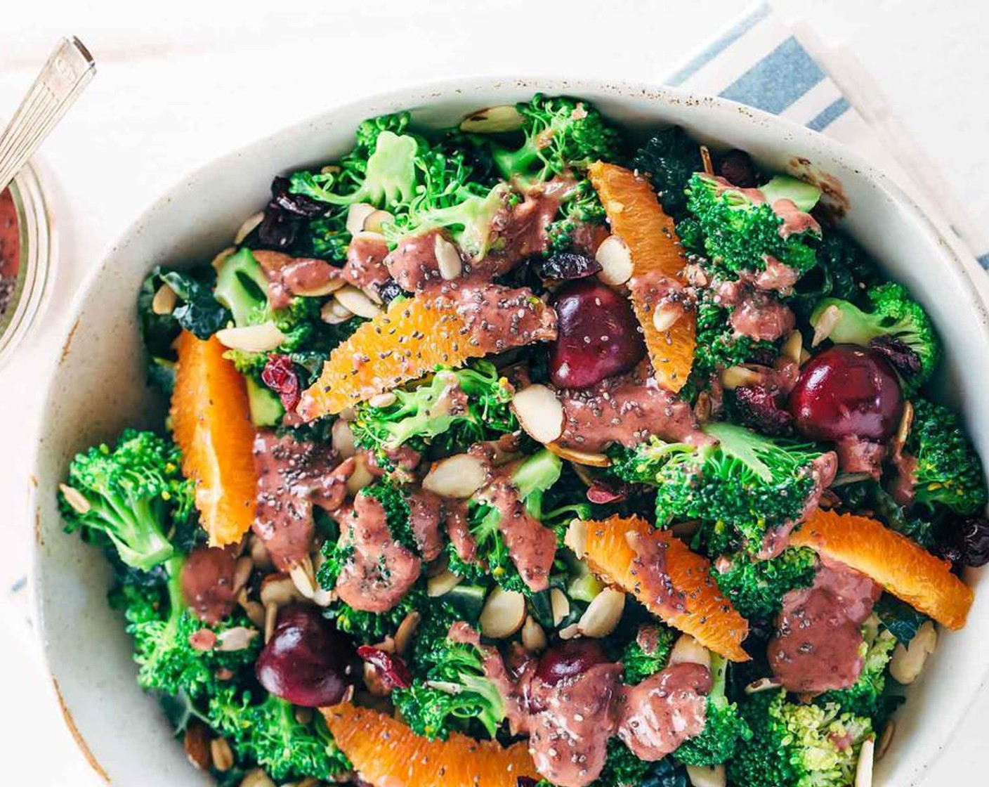 Superfood Broccoli Salad with Cherry Chia Dressing