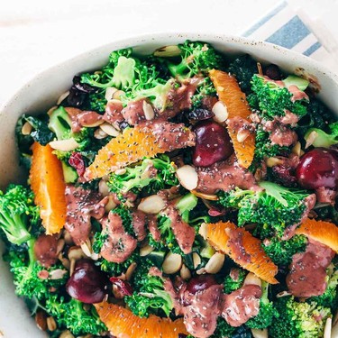 Superfood Broccoli Salad with Cherry Chia Dressing Recipe | SideChef