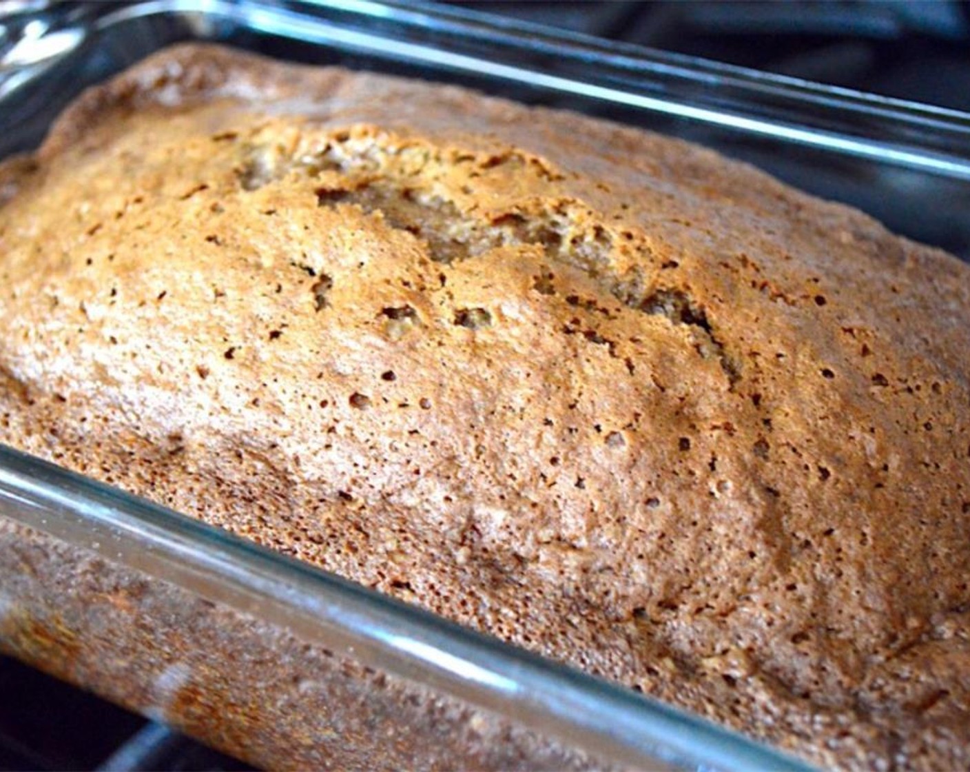 step 7 Bake the bread for 50-60 minutes, until golden brown around the edges and a toothpick inserted in the center comes out cleanly.