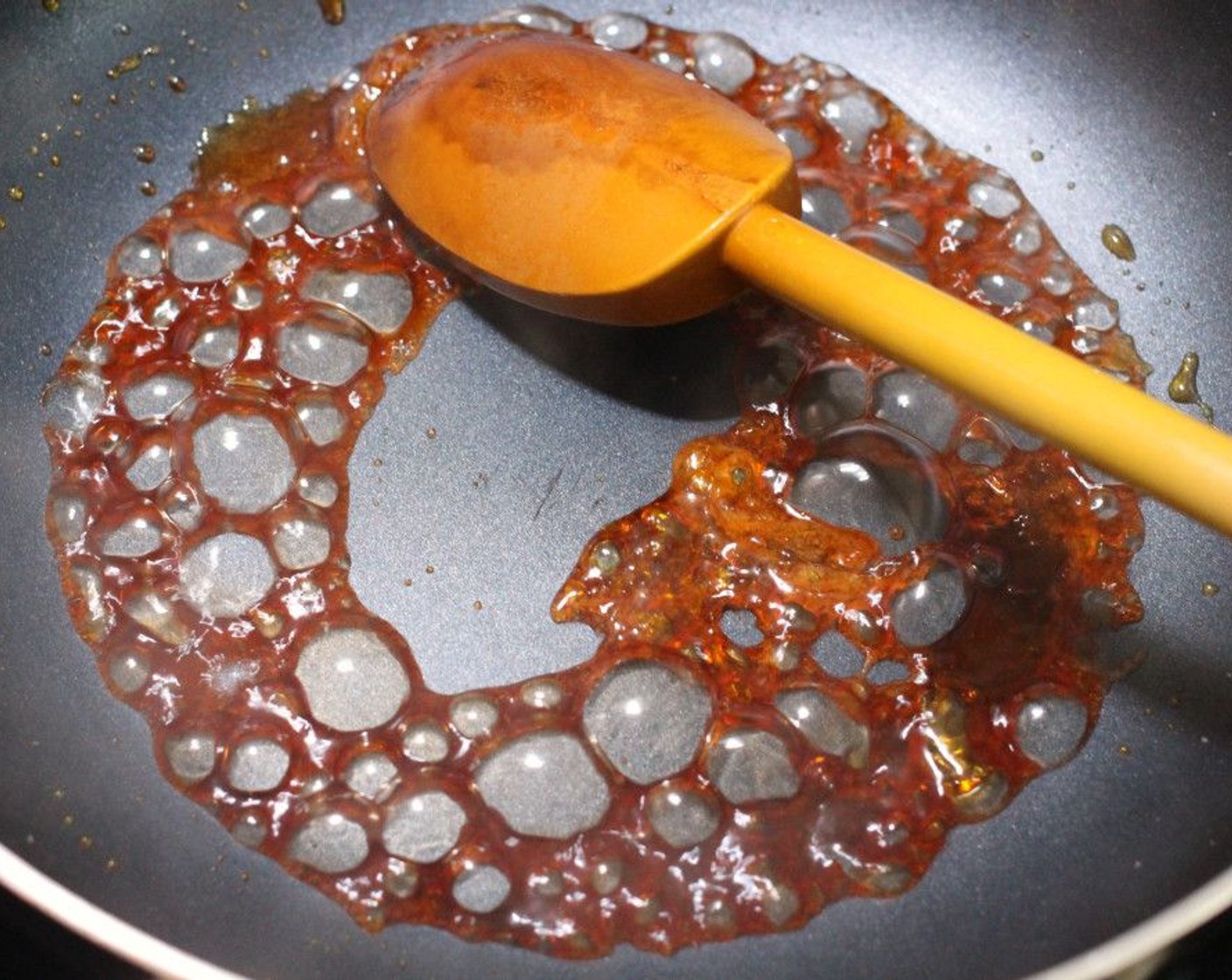 step 3 When caramelized to a golden brown, add Water (1/2 cup) carefully as this will splatter. Simmer while stirring until the lumps have dissolved and the sauce is smooth.