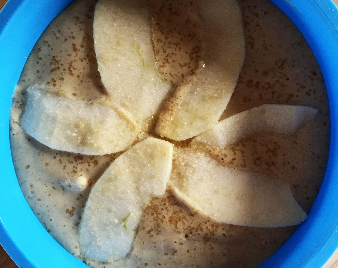 step 5 Bake in preheated oven for about 45 minutes. Make sure the cake is cooked through by sticking a toothpick into the center, it needs to come out clean.