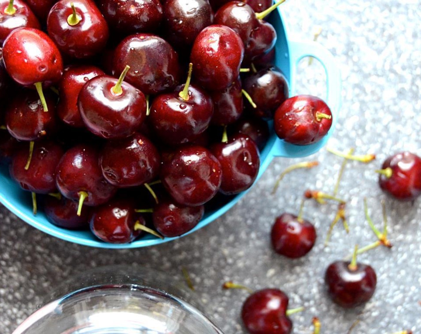 step 1 Rinse the Cherries (2 1/4 cups) and pick out any bruised or damaged fruit. Use a pair of kitchen sheers to trim the stems to about 1/2" long.