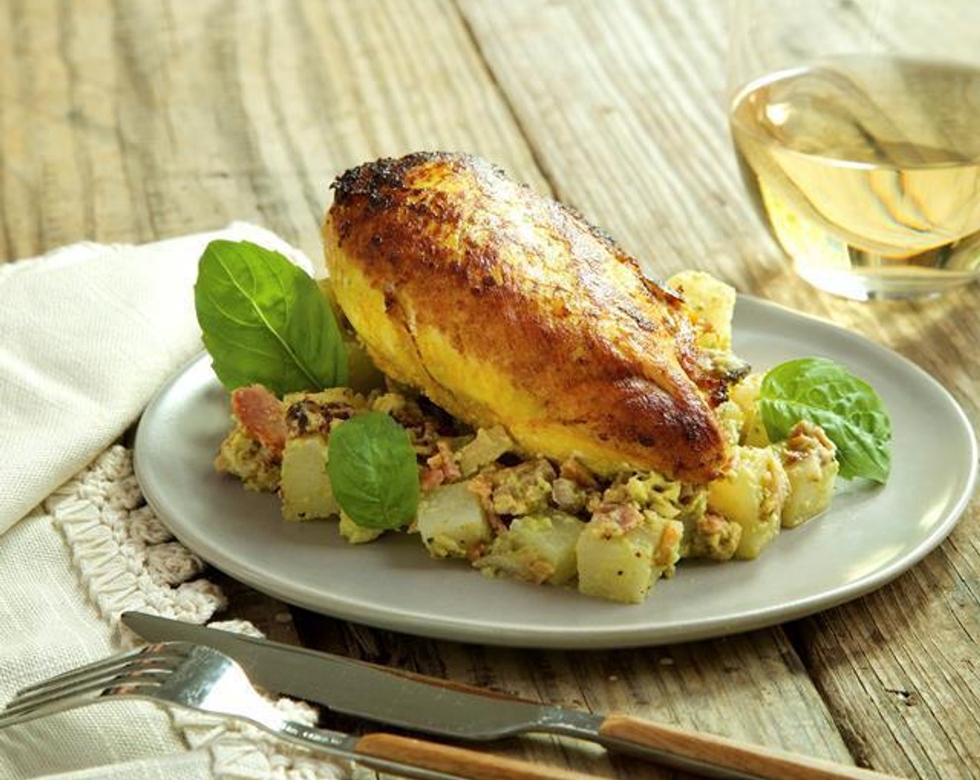 Skillet Rosemary Chicken with No-Tato Salad