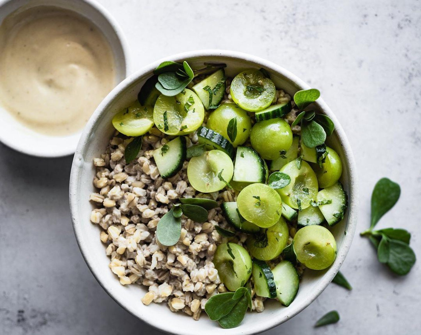 Green Plum Cucumber Wheat Berry Salad