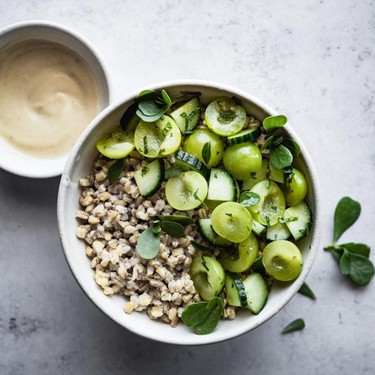 Green Plum Cucumber Wheat Berry Salad Recipe | SideChef