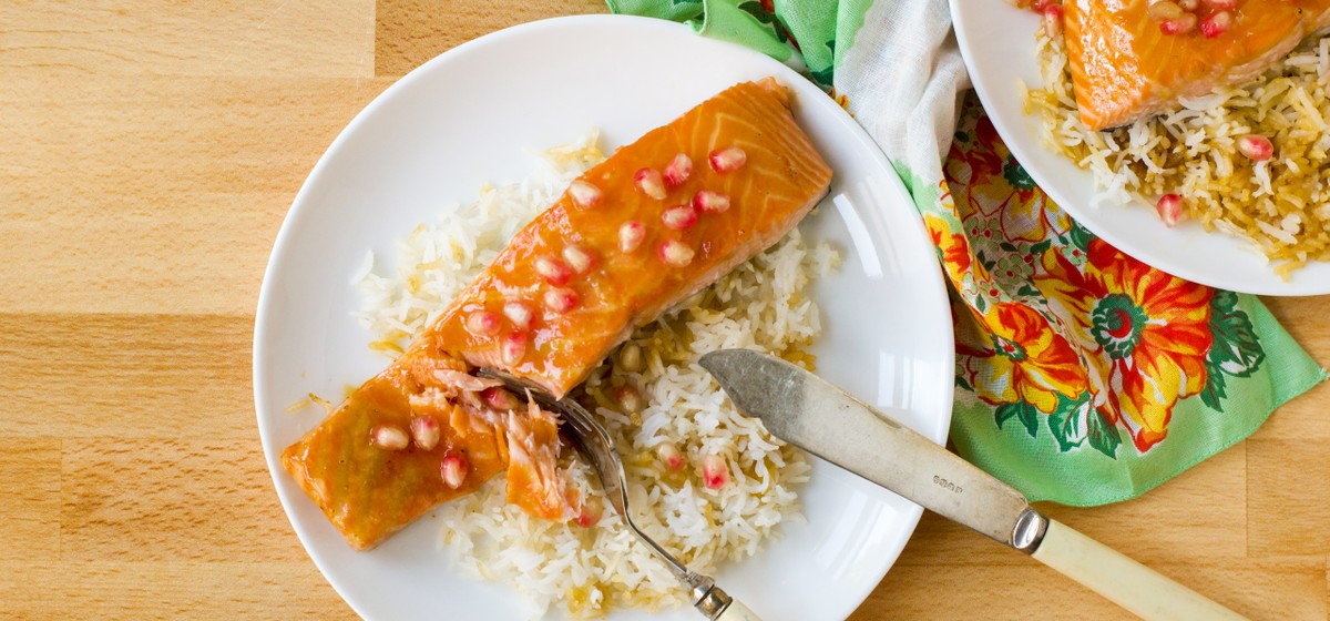 Salmon and Rice Sheet Pan Dinner with OrangeHoney Glaze Recipe SideChef