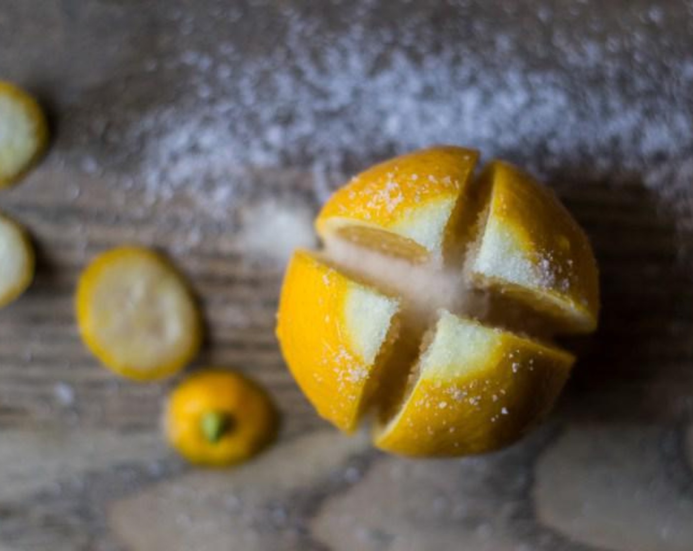 step 4 Sprinkle Kosher Salt (to taste), all over the inside of the lemon, covering all of the flesh with salt. Sprinkle salt all over the inside of the lemon, covering all of the flesh with salt.