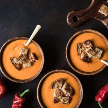 Roasted Red Pepper Sweet Potato Soup Recipe | SideChef