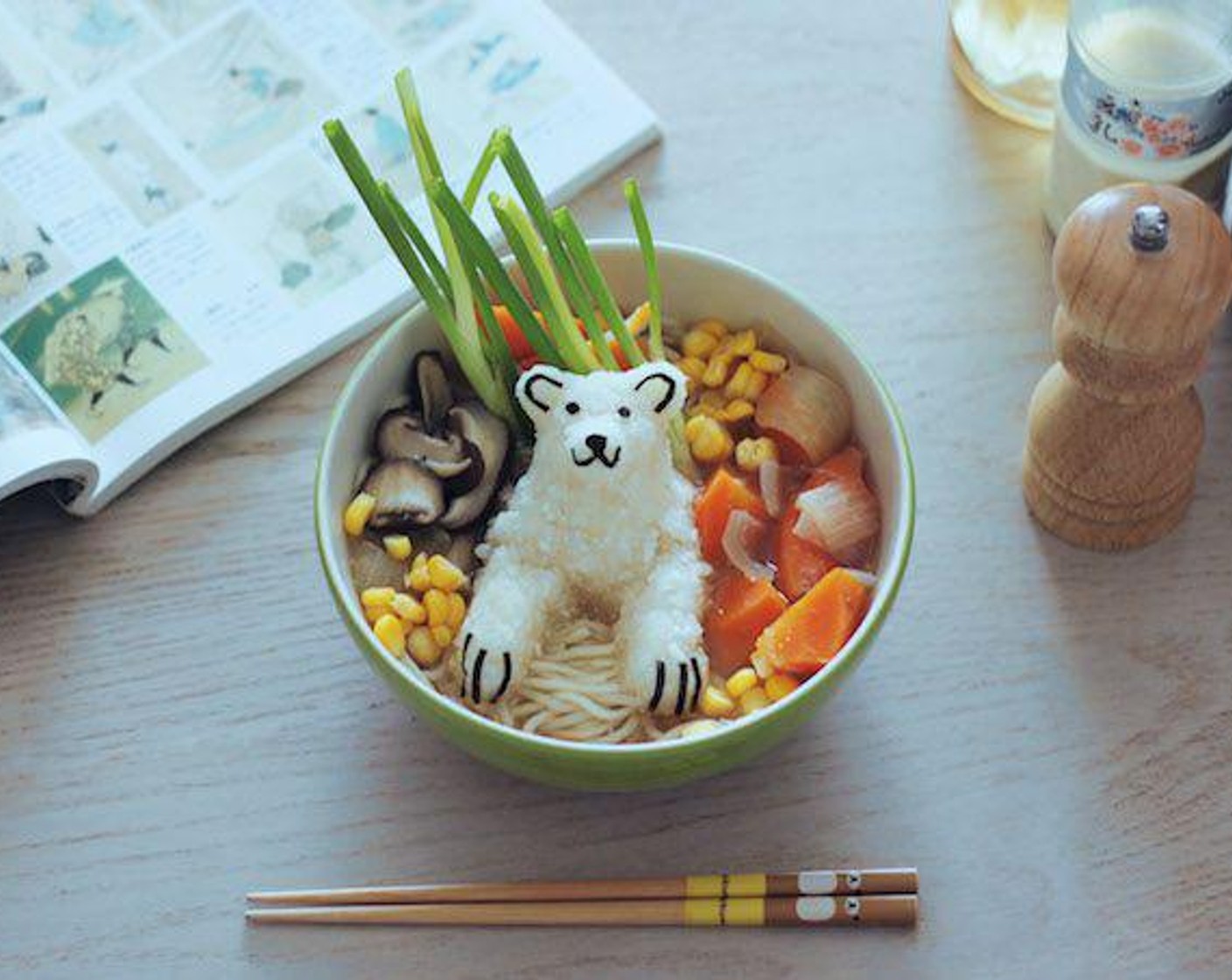 Vegan Ramen with Global Warming Polar Bear