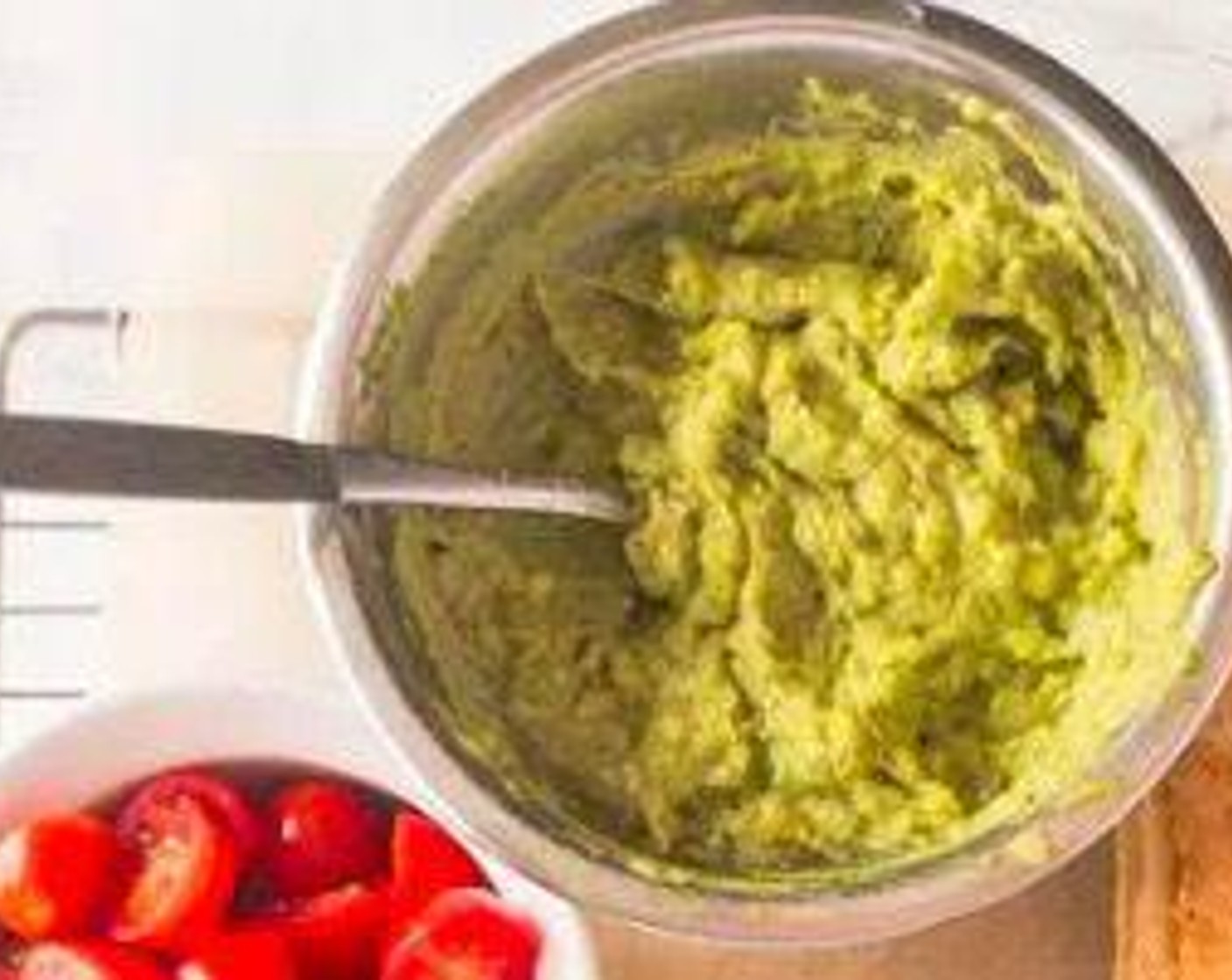 step 5 Mash Avocados (2), Greek Seasoning (1/4 tsp), and 1 teaspoon lemon juice. Set aside.