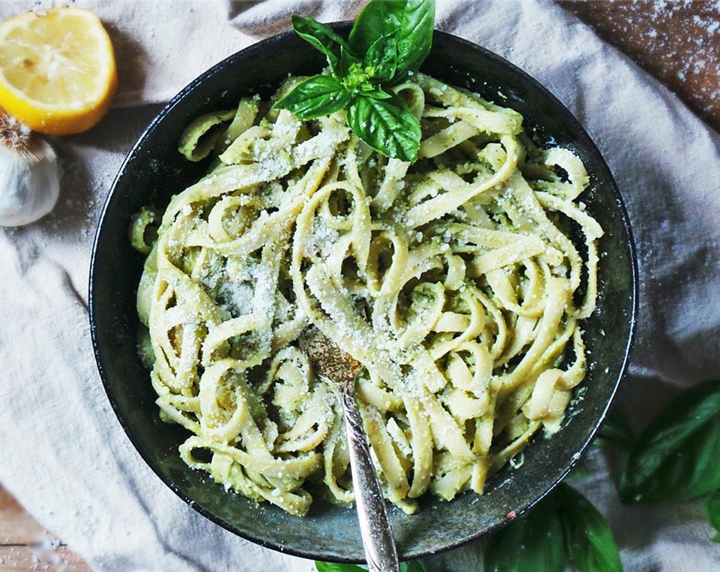 step 6 Garnish with Fresh Basil (to taste), Parmesan Cheese (to taste), and toasted Pine Nuts (to taste) if desired.