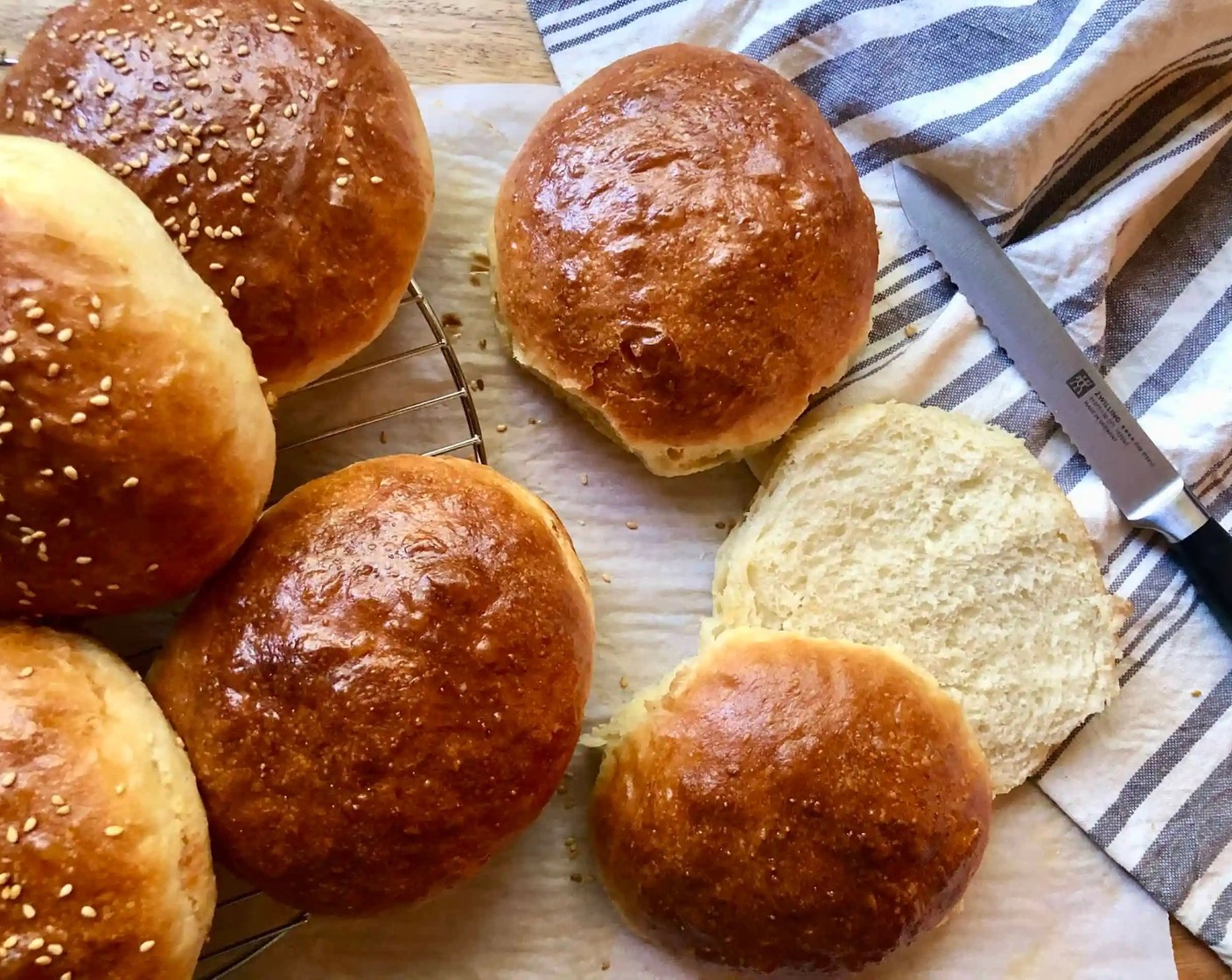 step 10 Bake for 15 to 20 minutes or until golden all around. Transfer the rolls to a wire rack to cool completely.