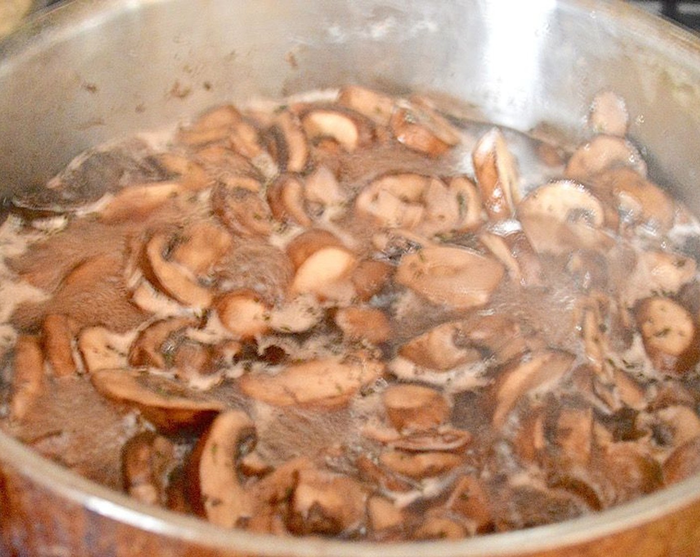 step 3 Add the Red Wine (1 cup) and let the mushrooms absorb it for 5 minutes.