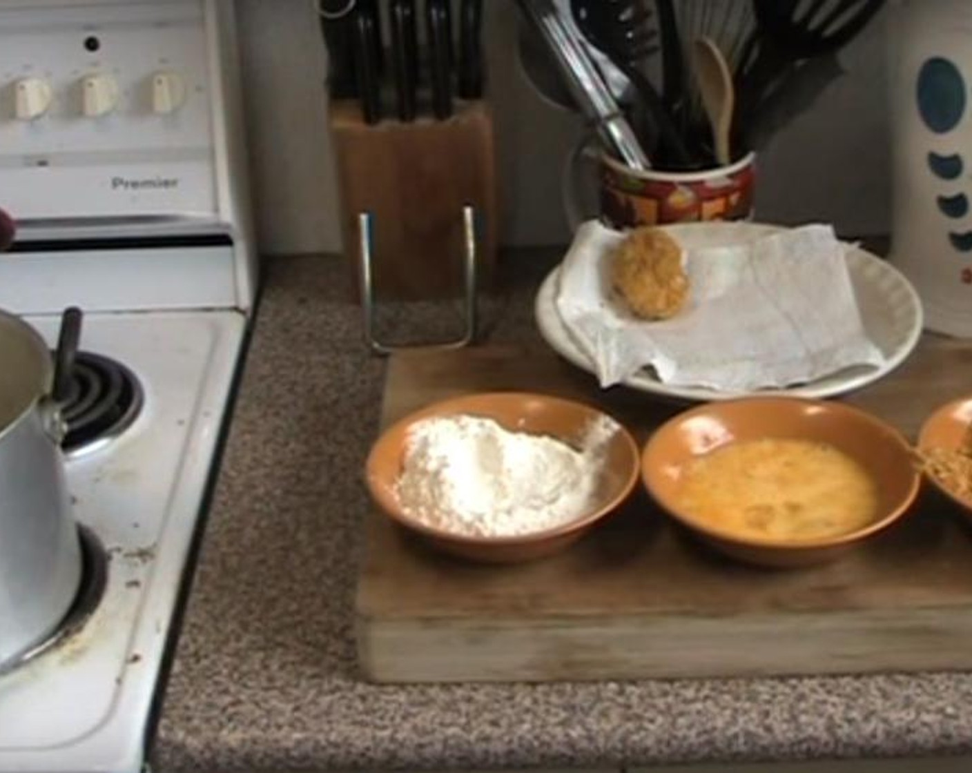 step 2 Put All-Purpose Flour (1 cup), Eggland's Best Classic Eggs (2) and Corn Flakes (2 cups) into three separate bowls. Grab spoonfuls of the potato mixture and make them into nuggets. Roll the nuggets in the flour, the eggs, then in the corn flakes until they are completely coated. Place the nuggets on a lined dish with baking paper on it. Once the plate is filled, pop it into the fridge, cover it with a plastic wrap and leave it to chill for thirty minutes.