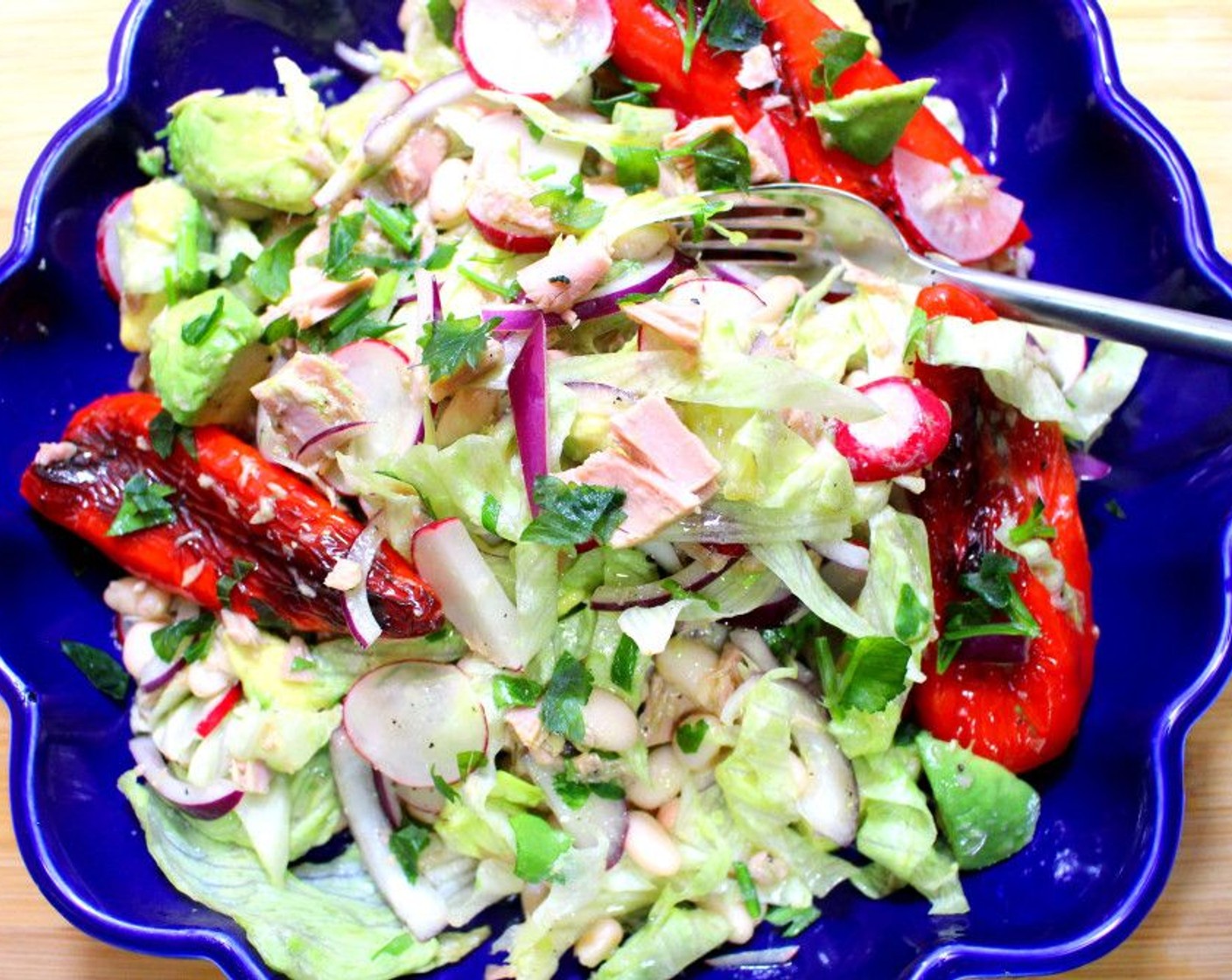 Avocado, Radish and Roasted Red Pepper Tuna Salad