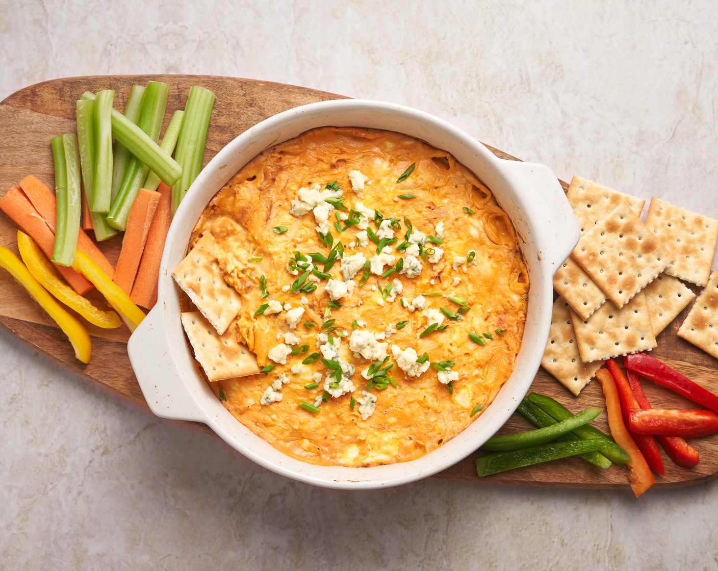 step 4 Top with Scallion (1 stalk) and serve with a side of chops, crackers, or veggie sticks.