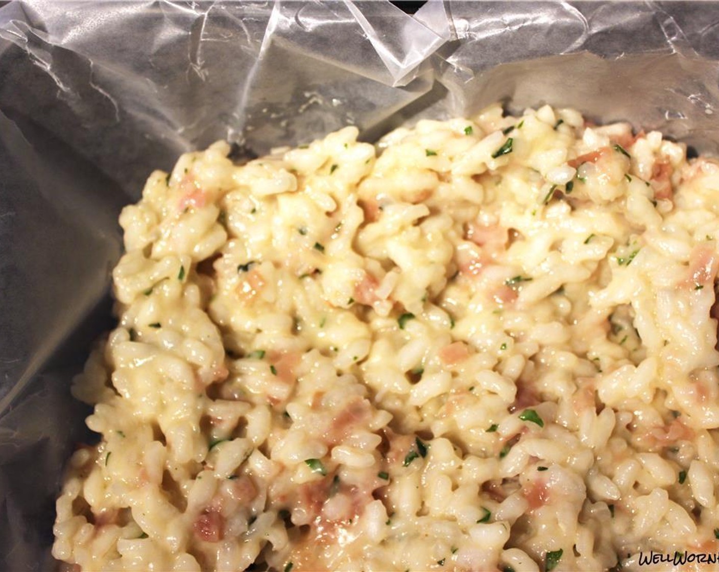 step 5 Spread the risotto out on a tray lined with wax paper and cool in the refrigerator.