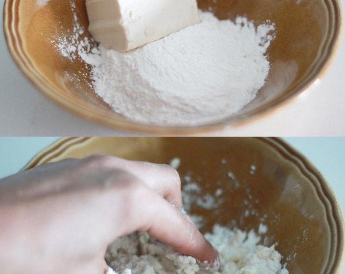 step 5 Mix the Sweet Glutinous Rice Flour (1/2 cup) and the Silken Tofu (2.5 oz). Knead with your hand until the dough becomes smooth. If the mixture is too try, add a little tofu till the dough is just right.