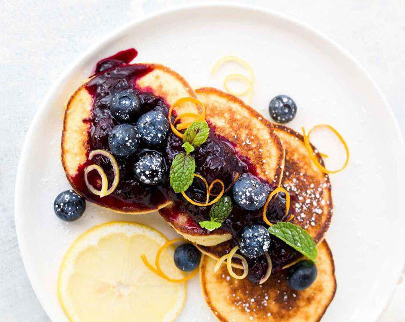 Ricotta Pancakes with Blueberry Compote